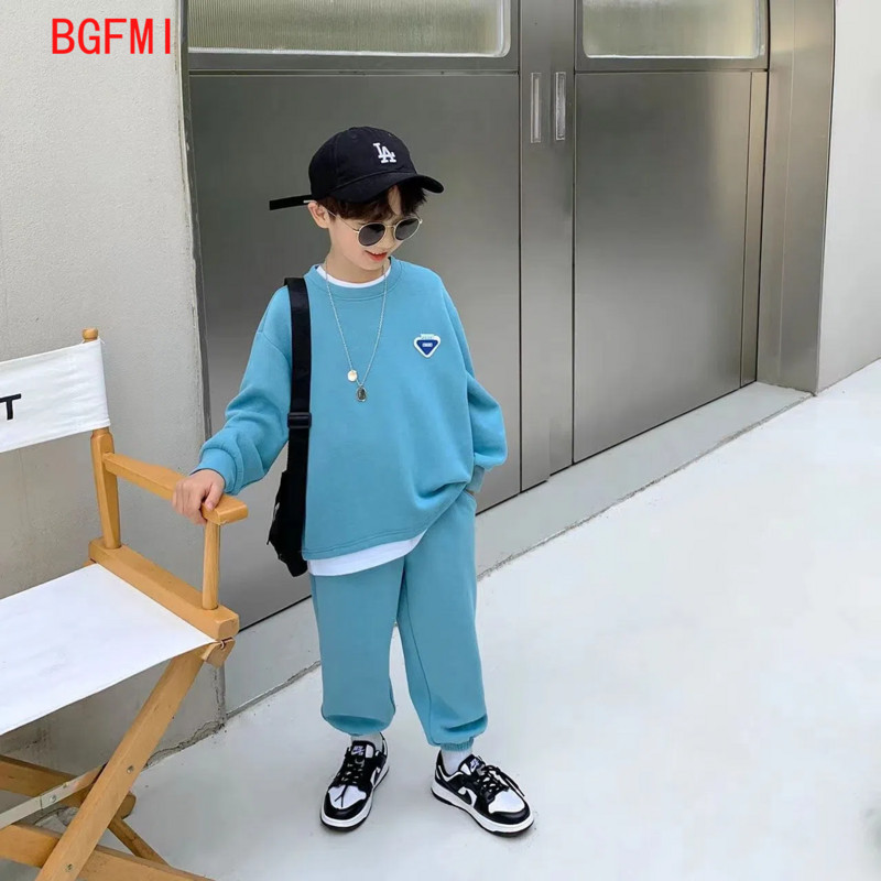 Tavaszi őszi ruhák tinédzsereknek Babafiús pulóver + elasztikus pulóver szettek Gyerek tréningruha Gyerek nadrág kocogó szett 4-12 Y