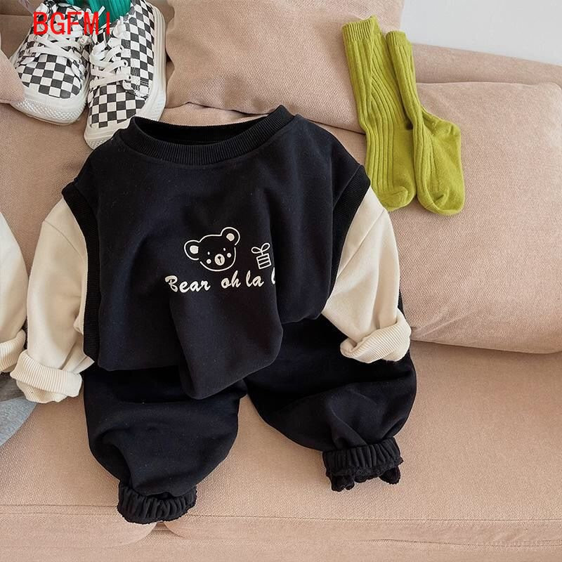 Ανοιξιάτικο φθινοπωρινό κοστούμι Κορεάτικο Παιδικό Αγόρια Κινούμενα Σχέδια Αρκουδάκι μακρυμάνικο παλτό πουλόβερ + Σετ παντελονιού Φούτερ για κορίτσια Παιδικά ρούχα