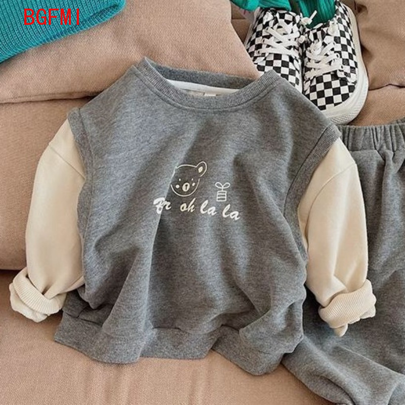 Ανοιξιάτικο φθινοπωρινό κοστούμι Κορεάτικο Παιδικό Αγόρια Κινούμενα Σχέδια Αρκουδάκι μακρυμάνικο παλτό πουλόβερ + Σετ παντελονιού Φούτερ για κορίτσια Παιδικά ρούχα