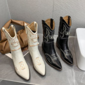 Cizme de cowboy autentice 2022 Botas groase Mujer Cizme de cowboy de designer de marcă Brodate Pantofi casual Cizme retro cazac