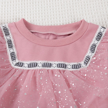 Melario Пролет Есен Бебешки комплекти дрехи за момичета Детска дантелена тениска с дълъг ръкав Суичър + панталони Детски ежедневни дрехи Екипировки