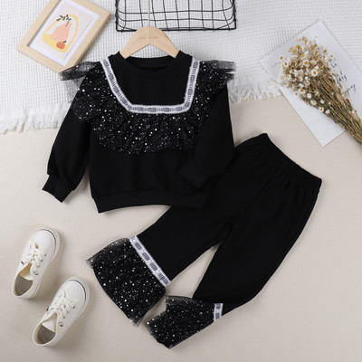 Melario Primăvară Toamnă Seturi de îmbrăcăminte pentru fetițe copii dantelă tricou cu mânecă lungă hanorac + pantaloni haine casual pentru copii ținute