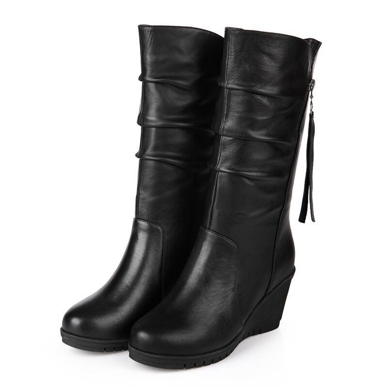 încălțăminte pantofi cu ciucuri pe jumătate înalți pentru femei blană cu toc pană cizme de damă la jumătatea gambei cosplay confortabil și elegant 2023 nou șic fierbinte