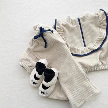 Σετ βρεφικών ρούχων Melario 2023 Φθινόπωρο για κορίτσια με μακρυμάνικο φούτερ με καμπάνα, Παιδική μόδα, μικρή, καθημερινή αθλητική φόρμα