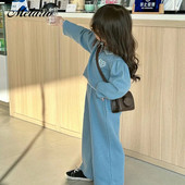 Melario 2023 tüdrukute rõivakomplektid kevade ja sügise pikkade varrukatega sportlik ühevärviline polotop+püksid, kaheosalised tüdrukute lastekomplektid