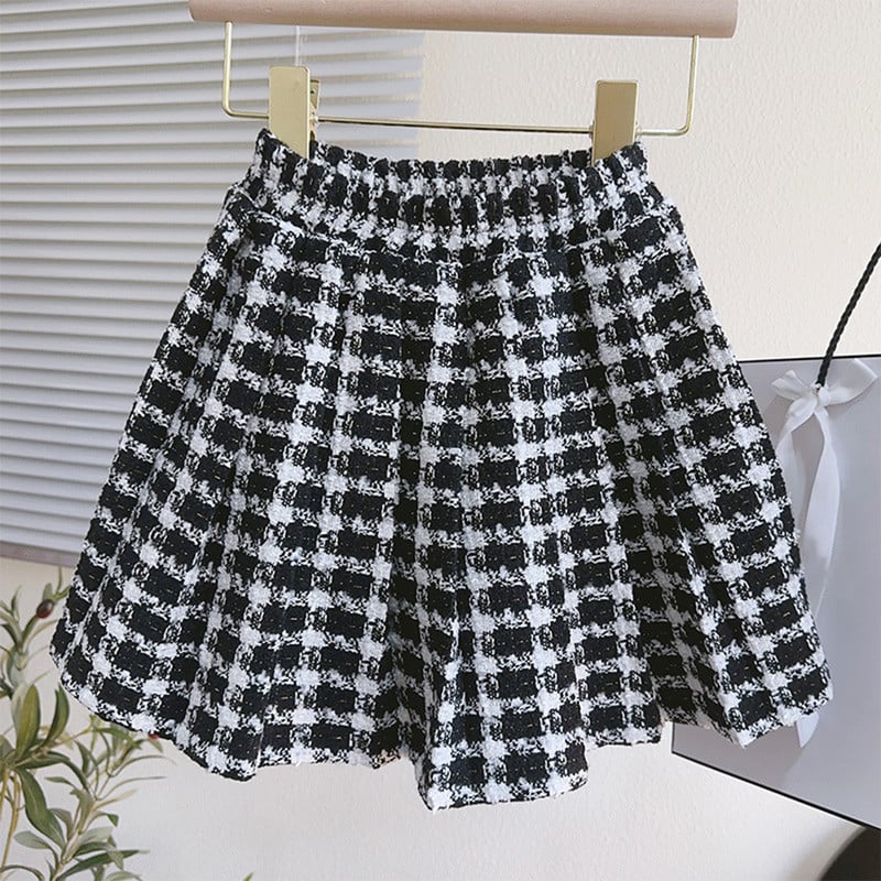 Σετ πουλόβερ για κορίτσια Melario 2023 πλεκτό σετ φθινοπώρου/χειμώνα Νέο κοριτσίστικο καρό πλεκτό ζακέτα+πλισέ φούστα (εκτός από το εσωτερικό τοπ)