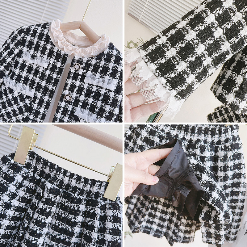 Σετ πουλόβερ για κορίτσια Melario 2023 πλεκτό σετ φθινοπώρου/χειμώνα Νέο κοριτσίστικο καρό πλεκτό ζακέτα+πλισέ φούστα (εκτός από το εσωτερικό τοπ)