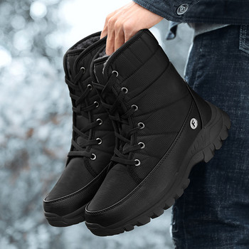 Зимни топли плюшени мъжки ботуши за сняг Противоплъзгащи се обувки против замръзване Високи обувки Мъжки памучни обувки Дебели подметки Безплатна доставка