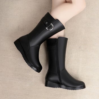 Нови висококачествени дамски високи до коляното истински зимни ботуши Удобни топли дамски дълги ботуши Обувки Ботуши за сняг