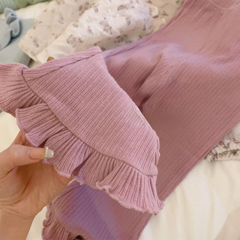 Σετ για κορίτσια Melario 2023 Φθινόπωρο Νέο Κοριτσίστικο στάμπα με λουλούδια Πλισέ πάνω και βολάν παντελόνι δύο τεμαχίων Sweet Cute girls σετ ρούχων