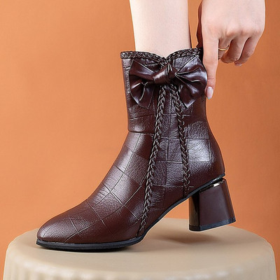 Botine din piele moale pentru damă, toamnă/iarnă, piele moale, scurte, la jumătatea gambei, Doc Martens, cu toc complet și cizme de catifea