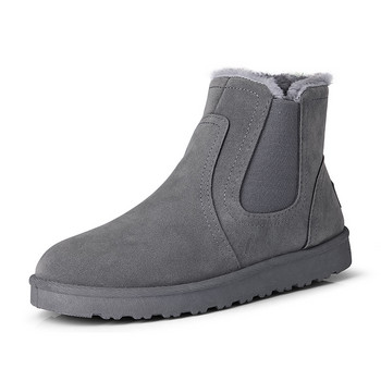 Ανδρικά μποτάκια 2023 New Winter Keep Warm Snow Boots Μόδα μονόχρωμα, βελούδινα βαμβακερά παπούτσια Ανδρικά slip-on στρογγυλά μοκέτα οδήγησης