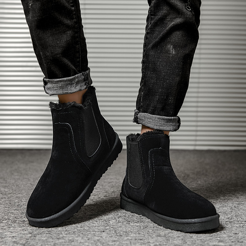 Meeste poolsaapad 2023, uus talvine soojahoidmine lumesaapad Moodsad ühevärvilised pehmed puuvillased jalatsid