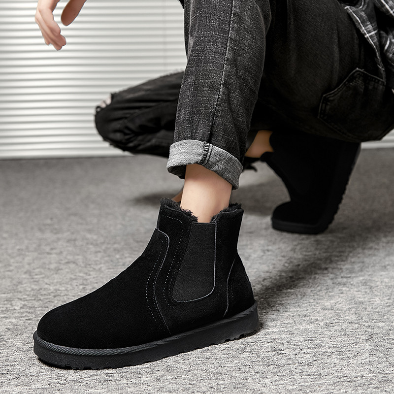 Meeste poolsaapad 2023, uus talvine soojahoidmine lumesaapad Moodsad ühevärvilised pehmed puuvillased jalatsid