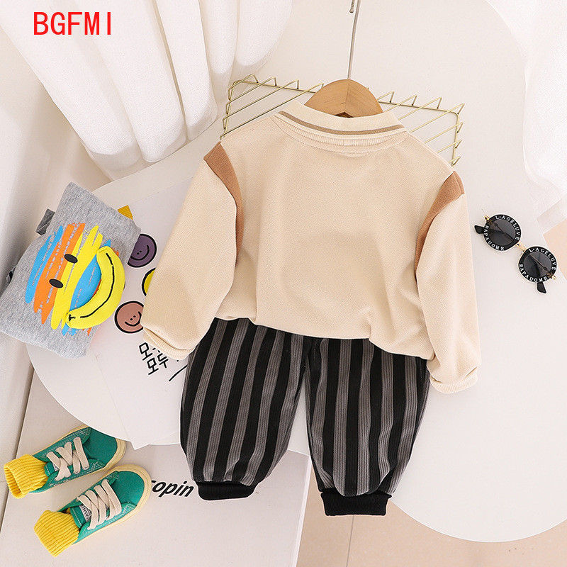 Κορεάτικη άνοιξη 2023 Φθινοπωρινά ρούχα για μωρά κινούμενα σχέδια Μπανάνα Smily Φούτερ Παντελόνι με ρίγες Κοστούμι δύο τεμαχίων για παιδιά αγόρια 1-5 ετών