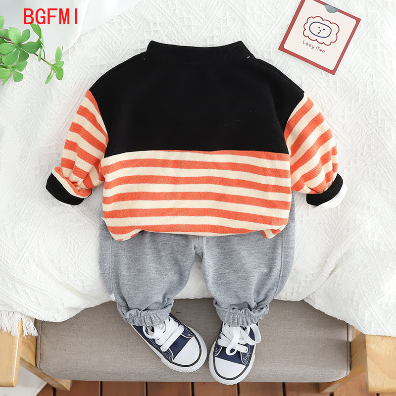 Korea 2023. aasta sügisene beebiriided Kevadine multikas karu triibuline silmkoeline mantel Puuvillane T-särk dressipüksid 3 tk ülikond meeste beebiriided