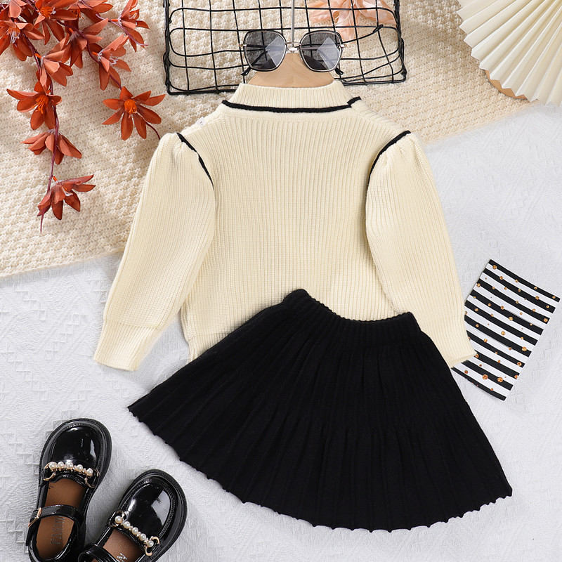 Melario tüdrukute kampsunite komplektid 2023. aasta sügis/talv komplekt tüdrukutele, kaelus, kootud top+seelik, kaheosaline moodne tüdrukute komplekt