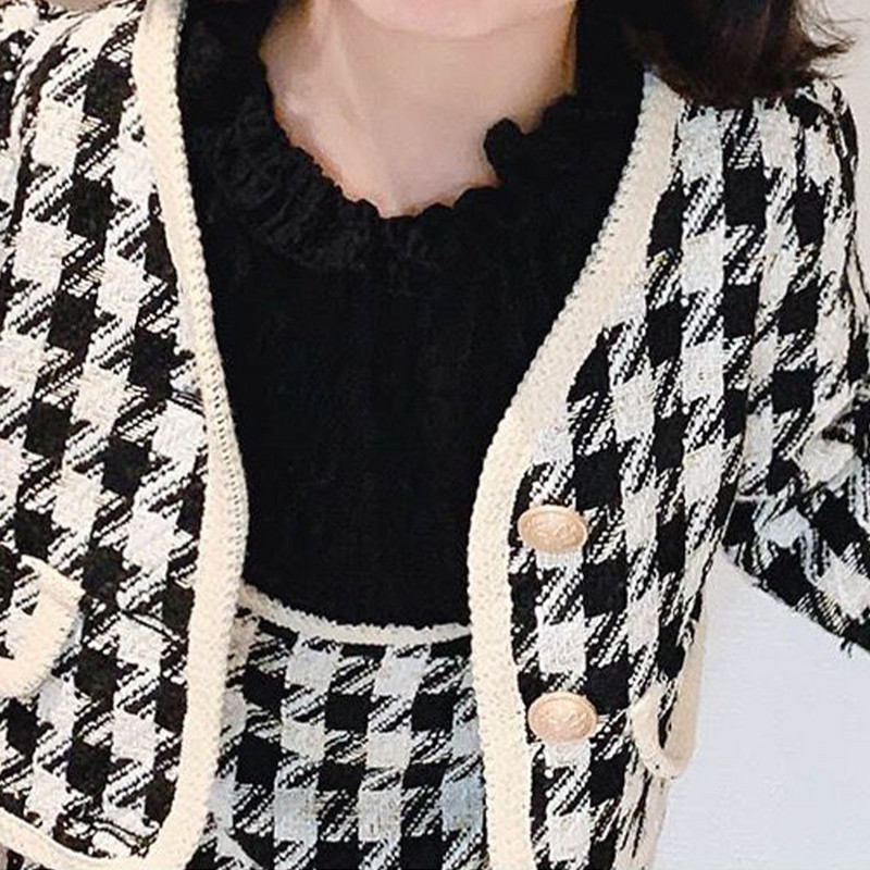 Melario Set Copii Set Nou Toamna/Iarna Maneca Lunga Model Geometric Buzunar Cardigan Tricotat+Fursta Scurta Set Doua Piese