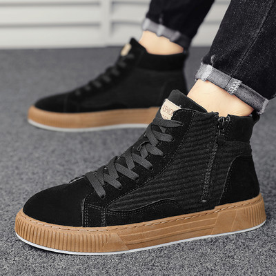 Ανδρικές μπότες με κορδόνια 2023 Νέα παπούτσια για άνδρες Μοντέρνα παπούτσια με φερμουάρ στο πλάι Casual παπούτσια Ανδρικά ψηλά μποτάκια αντιολισθητικά κοντά