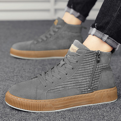 Ανδρικές μπότες με κορδόνια 2023 Νέα παπούτσια για άνδρες Μοντέρνα παπούτσια με φερμουάρ στο πλάι Casual παπούτσια Ανδρικά ψηλά μποτάκια αντιολισθητικά κοντά