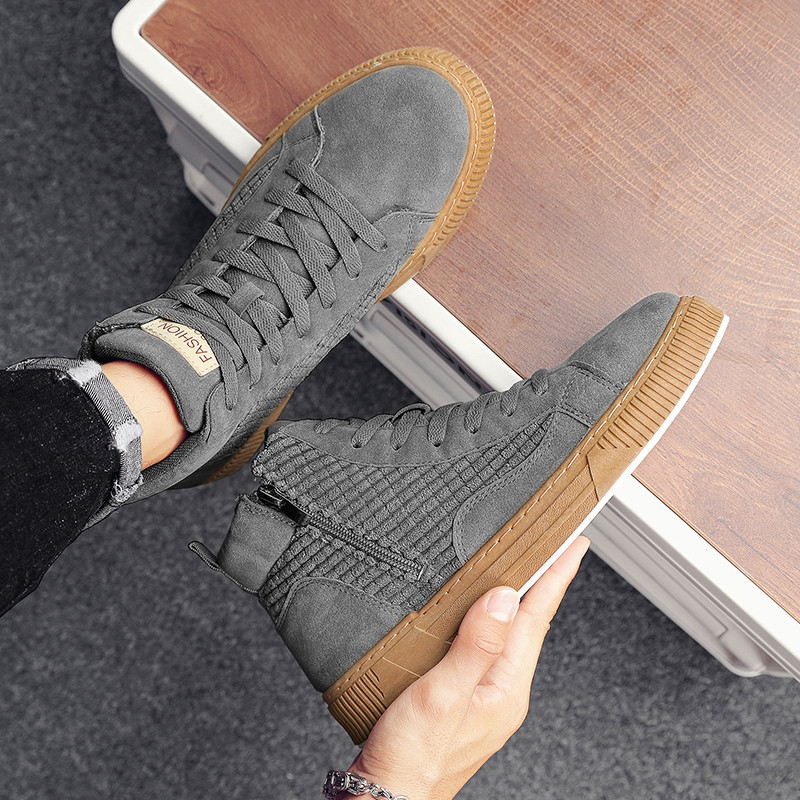 Ανδρικές μπότες με κορδόνια 2023 Νέα παπούτσια για άνδρες Μοντέρνα παπούτσια με φερμουάρ στο πλάι Casual παπούτσια Ανδρικά ψηλά μποτάκια αντιολισθητικά κοντά