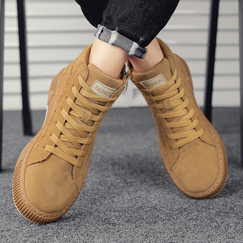 Ανδρικές μπότες με κορδόνια 2023 Νέα παπούτσια για άνδρες Μοντέρνα παπούτσια με φερμουάρ στο πλάι Casual παπούτσια Ανδρικά ψηλά μποτάκια αντιολισθητικά κοντά
