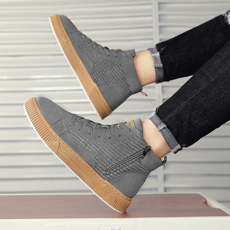 Ανδρικές μπότες με κορδόνια 2023 Νέα παπούτσια για άνδρες Μοντέρνα παπούτσια με φερμουάρ στο πλάι Casual παπούτσια Ανδρικά ψηλά μποτάκια αντιολισθητικά κοντά