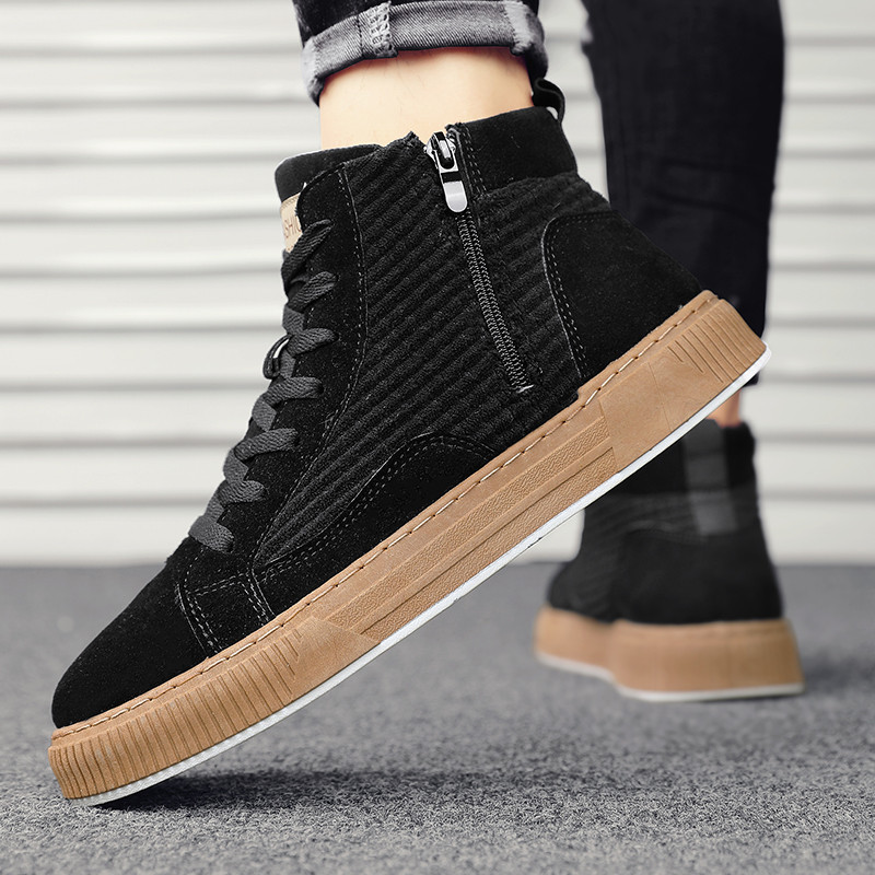 Ανδρικές μπότες με κορδόνια 2023 Νέα παπούτσια για άνδρες Μοντέρνα παπούτσια με φερμουάρ στο πλάι Casual παπούτσια Ανδρικά ψηλά μποτάκια αντιολισθητικά κοντά