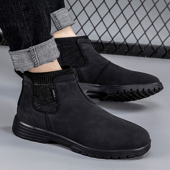 2023 Зимни боти до глезена Мъжки мъжки обувки Удобни сиви ботуши с класически дизайн Високи мъжки ежедневни обувки Избор