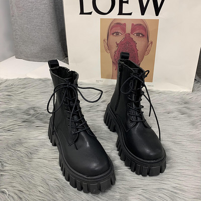 Cizme scurte de motocicletă groase Cizme de toamnă pentru femei.