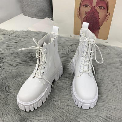 Cizme scurte de motocicletă groase Cizme de toamnă pentru femei.