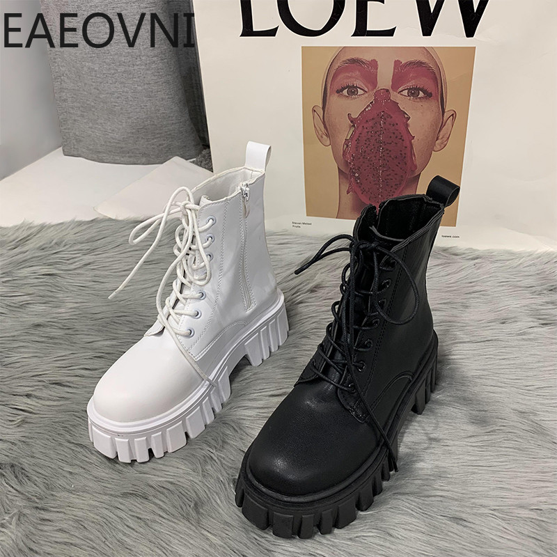 Cizme scurte de motocicletă groase Cizme de toamnă pentru femei.