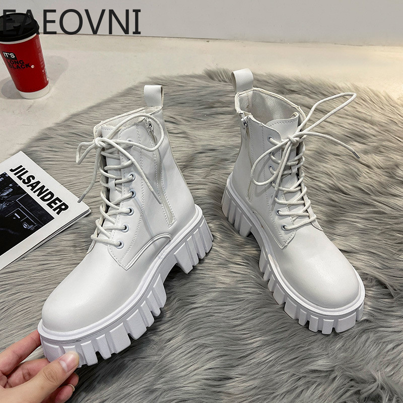 Cizme scurte de motocicletă groase Cizme de toamnă pentru femei.