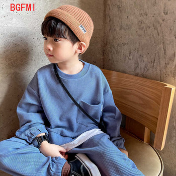 Κορεάτικα βρεφικά ρούχα Άνοιξη Φθινόπωρο Παιδική Βάφλα Αθλητική φόρμα για αγόρια Casual πουλόβερ Αθλητικό κοστούμι δύο τεμαχίων μόδας μακρυμάνικο ρούχο 2-11 ετών