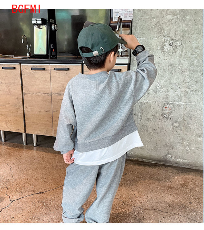 Κορεάτικα βρεφικά ρούχα Άνοιξη Φθινόπωρο Παιδική Βάφλα Αθλητική φόρμα για αγόρια Casual πουλόβερ Αθλητικό κοστούμι δύο τεμαχίων μόδας μακρυμάνικο ρούχο 2-11 ετών