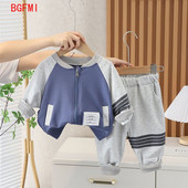 Toamnă, primăvară, coreeană, îmbrăcăminte pentru copii, pentru băieți, cu fermoar, hanorace sport, în dungi, haine pentru copii, set de sus și de jos pentru băieți, 1-5 ani