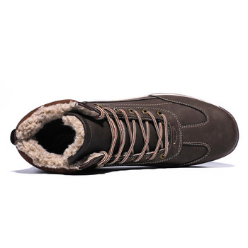 Γνήσιο δέρμα Ανδρικές Μπότες Χειμερινές με Γούνα Αδιάβροχες Ζεστές Μπότες Χιονιού Ανδρικές Χειμερινές Εργασίες Casual Παπούτσια Military Ankle Boots JKPUDUN