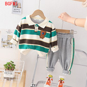 Κορεάτικη άνοιξη 2023 Φθινοπωρινά βρεφικά ρούχα Space Astronaut ριγέ φούτερ Φούτερ Φούτερ δύο τεμαχίων Κοστούμι φορέματα για παιδιά αγόρια 1-5 ετών