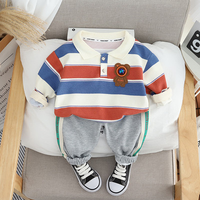 Κορεάτικη άνοιξη 2023 Φθινοπωρινά βρεφικά ρούχα Space Astronaut ριγέ φούτερ Φούτερ Φούτερ δύο τεμαχίων Κοστούμι φορέματα για παιδιά αγόρια 1-5 ετών