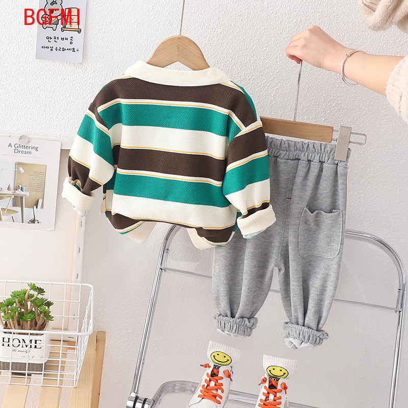 Κορεάτικη άνοιξη 2023 Φθινοπωρινά βρεφικά ρούχα Space Astronaut ριγέ φούτερ Φούτερ Φούτερ δύο τεμαχίων Κοστούμι φορέματα για παιδιά αγόρια 1-5 ετών