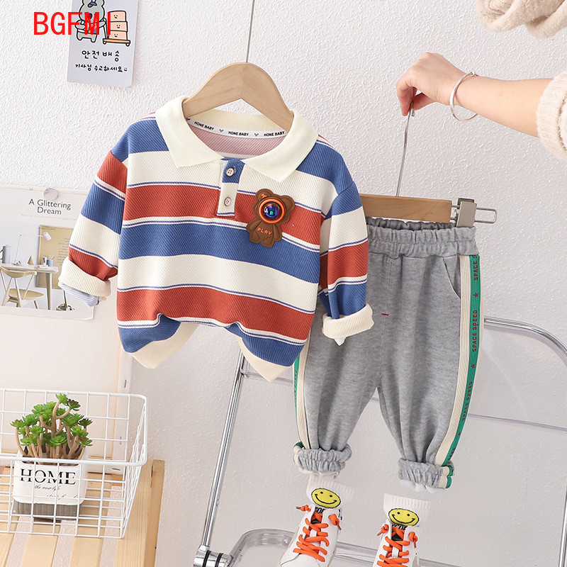 Κορεάτικη άνοιξη 2023 Φθινοπωρινά βρεφικά ρούχα Space Astronaut ριγέ φούτερ Φούτερ Φούτερ δύο τεμαχίων Κοστούμι φορέματα για παιδιά αγόρια 1-5 ετών