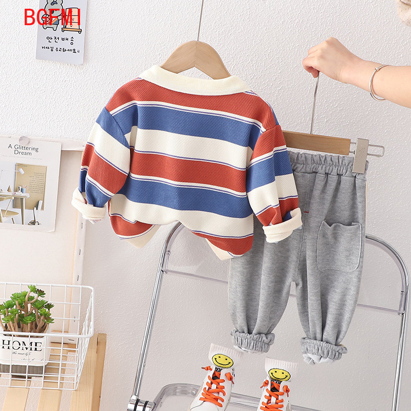 Κορεάτικη άνοιξη 2023 Φθινοπωρινά βρεφικά ρούχα Space Astronaut ριγέ φούτερ Φούτερ Φούτερ δύο τεμαχίων Κοστούμι φορέματα για παιδιά αγόρια 1-5 ετών