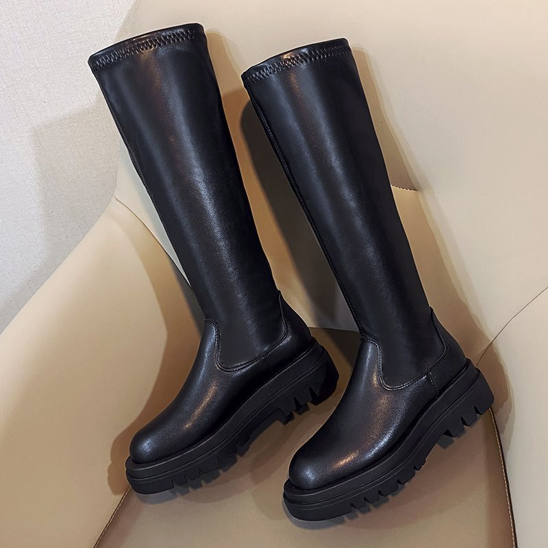 2021 Ολοκαίνουργια γυναικεία πλατφόρμα ψηλές μπότες μηρούς Μόδα λεπτές χονδρές γόβες πάνω από το γόνατο Γυναικείες μακριές μπότες από μαλακό δέρμα PU