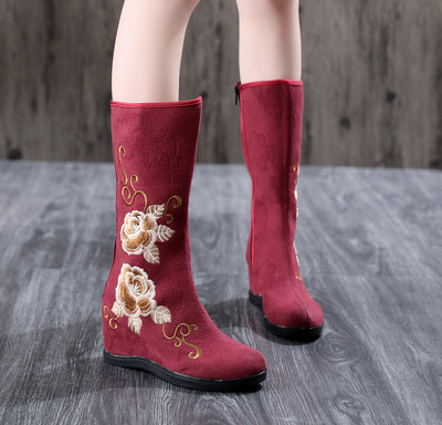 2023 Winter New Antique Boots Γνήσιες κεντημένες μπότες Τετράγωνες μπότες χορού Jacquard βαμβακερές μπότες Hanfu Γυναικεία παπούτσια