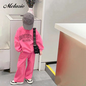 Melario Set Copii Nou Set Sport Toamna Maneca Lunga Top+Pantaloni Imprimate Litere cu Gât Rotund Set Moda Fete in doua piese