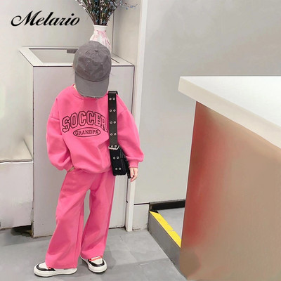 Melario Set Copii Nou Set Sport Toamna Maneca Lunga Top+Pantaloni Imprimate Litere cu Gât Rotund Set Moda Fete in doua piese