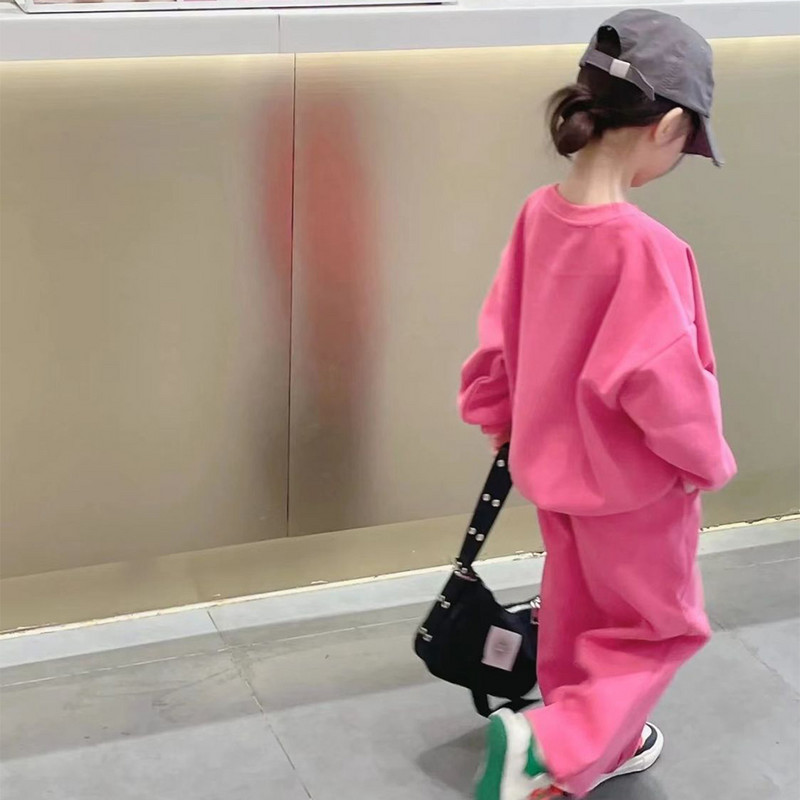 Melario Παιδικό Σετ Νέο Φθινοπωρινό μακρυμάνικο Αθλητικό Σετ Επιστολή εμπριμέ με στρογγυλή λαιμόκοψη + Παντελόνι Two Piece Girls` Fashion Set