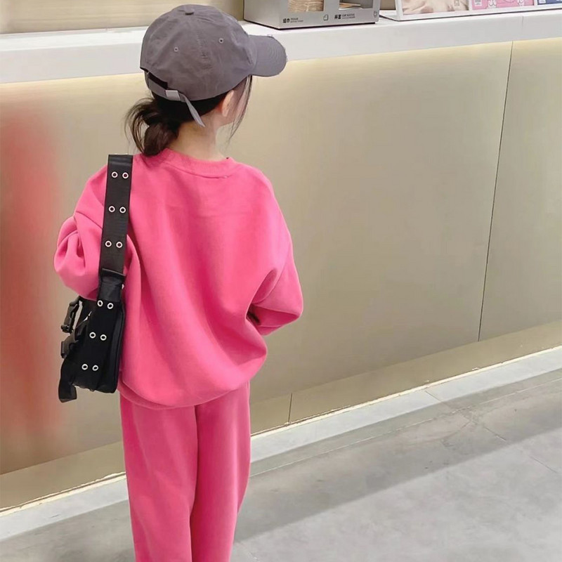 Melario Παιδικό Σετ Νέο Φθινοπωρινό μακρυμάνικο Αθλητικό Σετ Επιστολή εμπριμέ με στρογγυλή λαιμόκοψη + Παντελόνι Two Piece Girls` Fashion Set