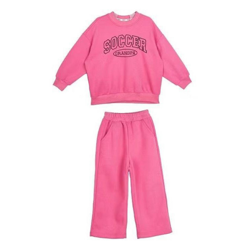 Melario Παιδικό Σετ Νέο Φθινοπωρινό μακρυμάνικο Αθλητικό Σετ Επιστολή εμπριμέ με στρογγυλή λαιμόκοψη + Παντελόνι Two Piece Girls` Fashion Set