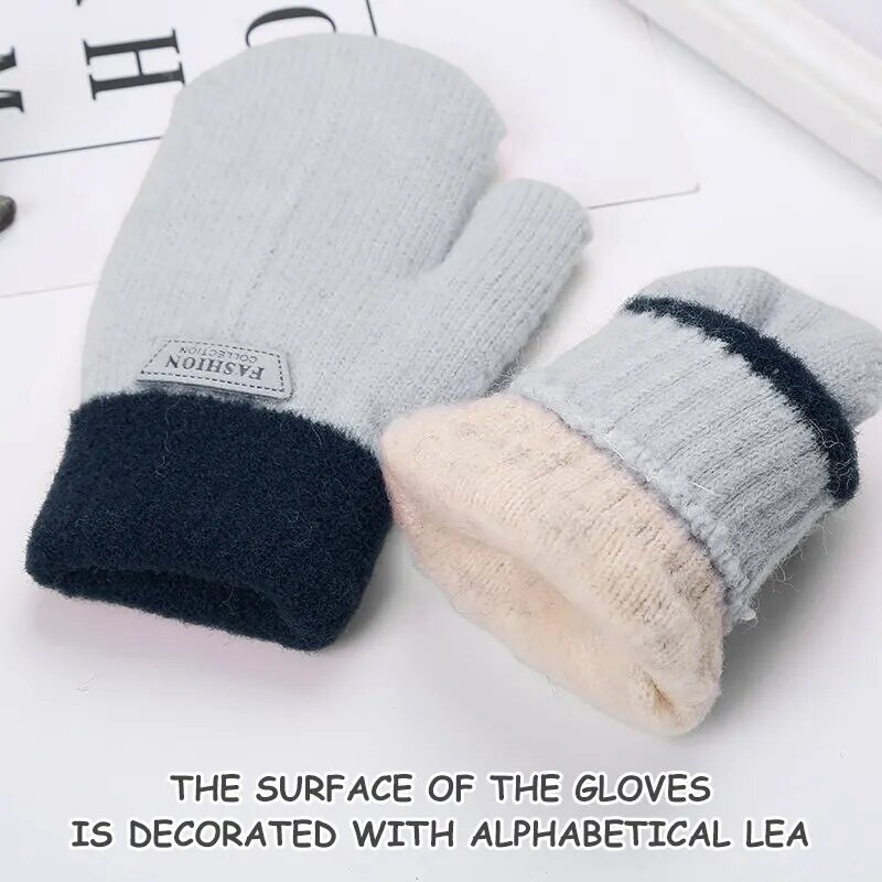 1 ΤΕΜ Νέα χαριτωμένα αγόρια γάντια για κορίτσια Χειμερινά χοντρά ζεστά πλεκτά γάντια για νεογέννητα παιδιά 03Y Παιδικά γάντια Δώρο